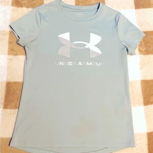 Under Armour Girls Moisture-Wicking Tee – Mint Green, Size Medium
